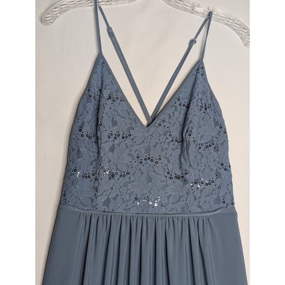 DB Studios Smokey blue gown Glitter lace with Balle size 10 NWT Elegant - Picture 2 of 7